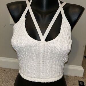 Zara White Textured Knit Top